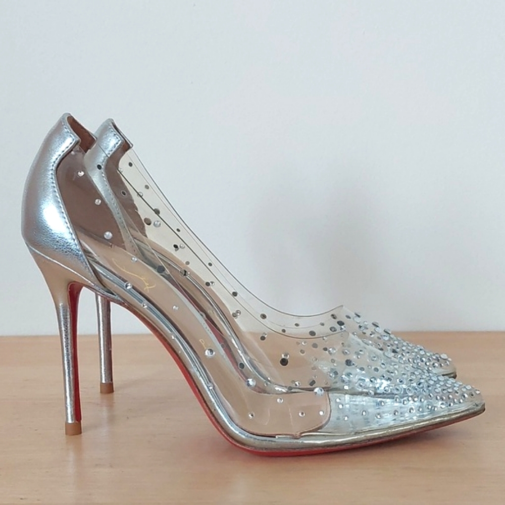 CHRISTIAN LOUBOUTIN Degrastrass 100 pump in transparent PVC decorated with cryst - Picture 3 of 16